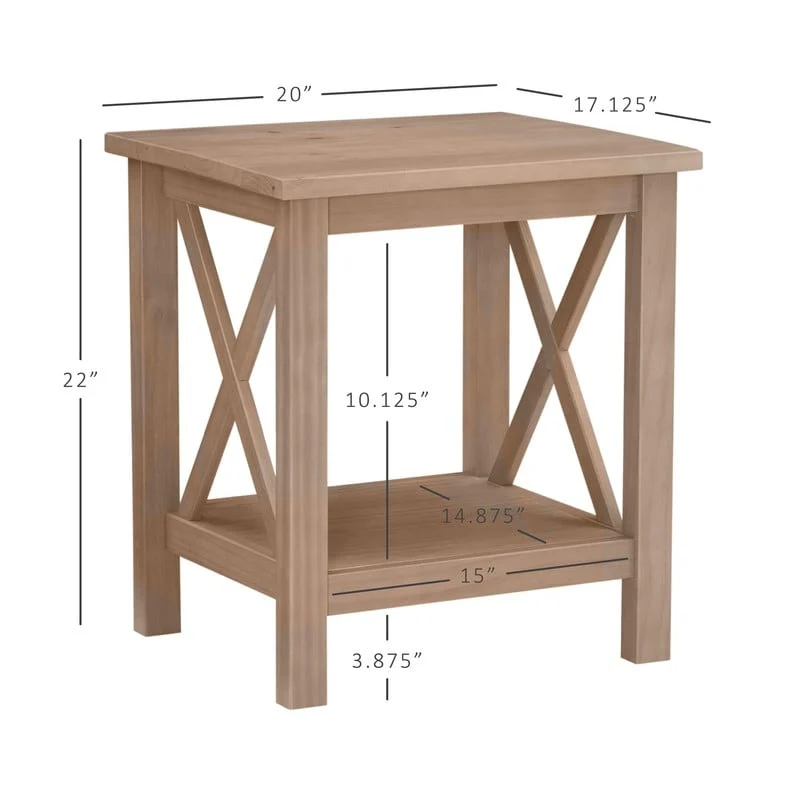 Ripplewood Farmhouse X-Base Side End Table