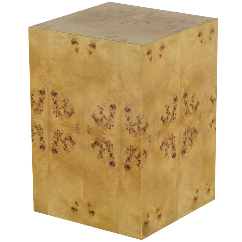 Wood Square Cube Side End Accent Table with Wood Grain Patterns - Brown - Roche River Decor