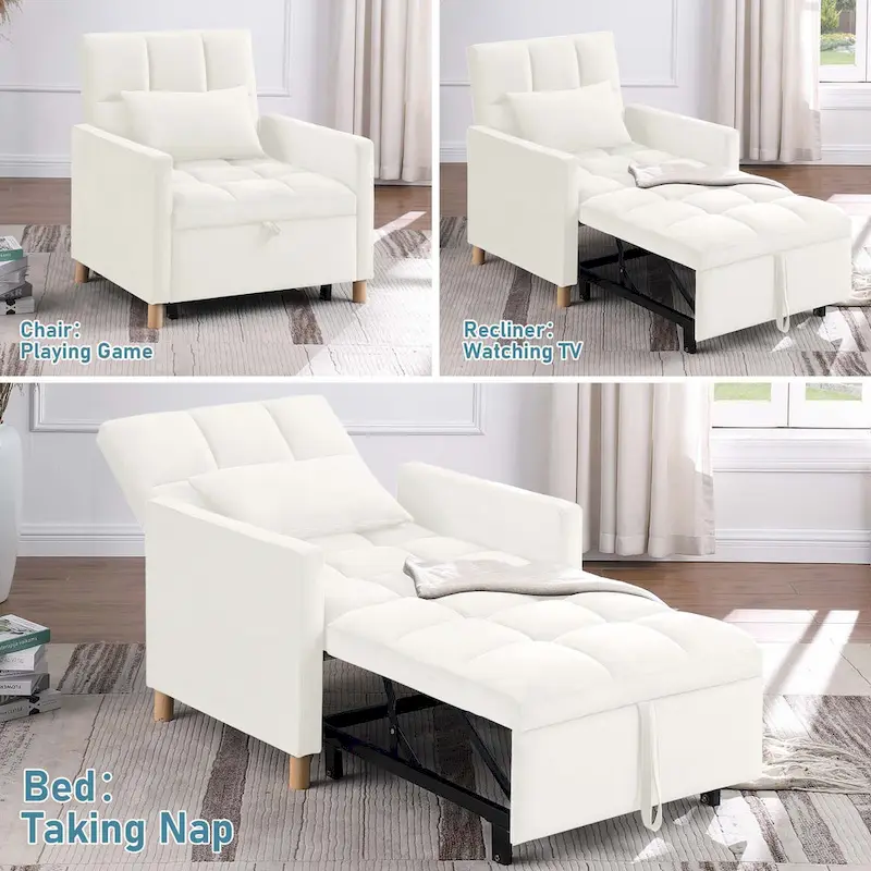 Aukfa Sleeper Chair Bed Convertible Single Sofa Chair with Pillow