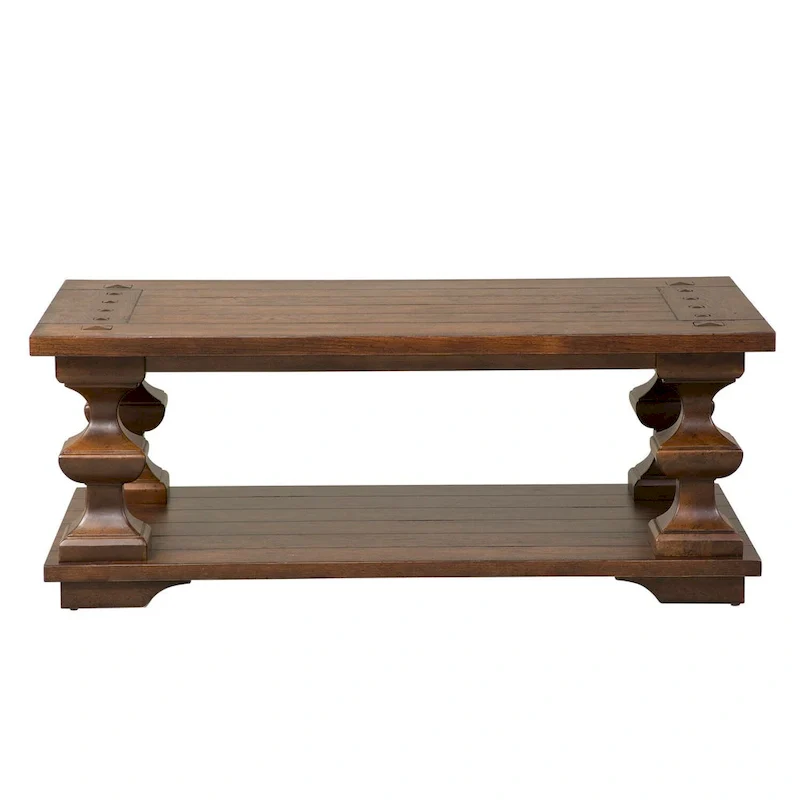 Sedona Kona Brown Cocktail Table with Heavy Oak Planked Top