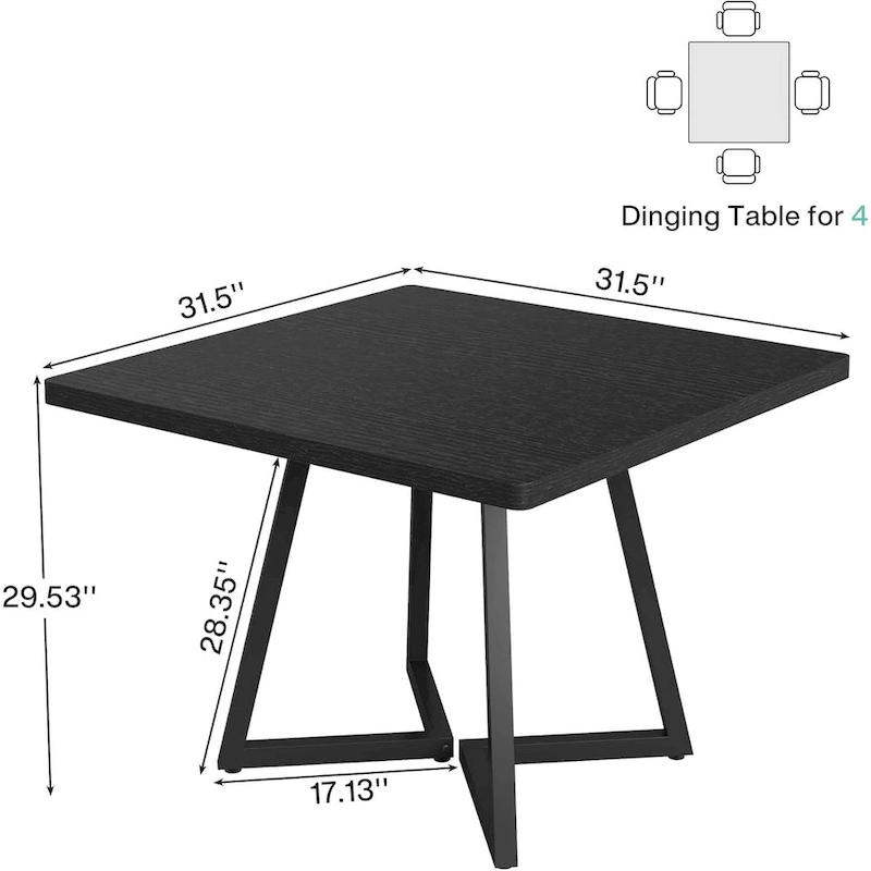Industrial Dinner Table with Metal Base