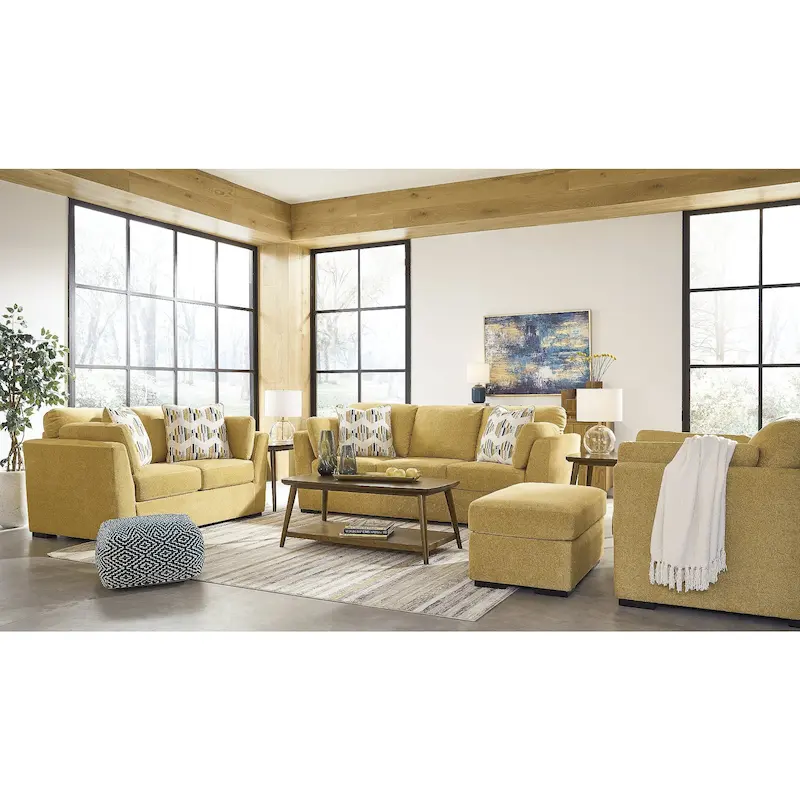 4-Piece Living Room Upholstery Set - Sofa, Loveseat, Chair and Ottoman, Velvet-Like Polyester
