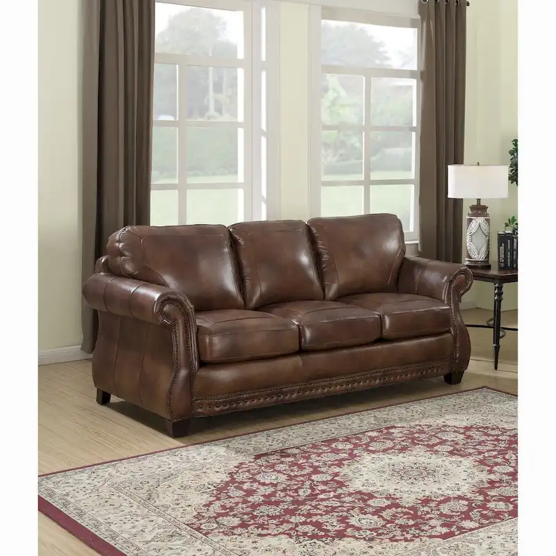 Cognac Brown Premium Top Grain Italian Leather Sofa