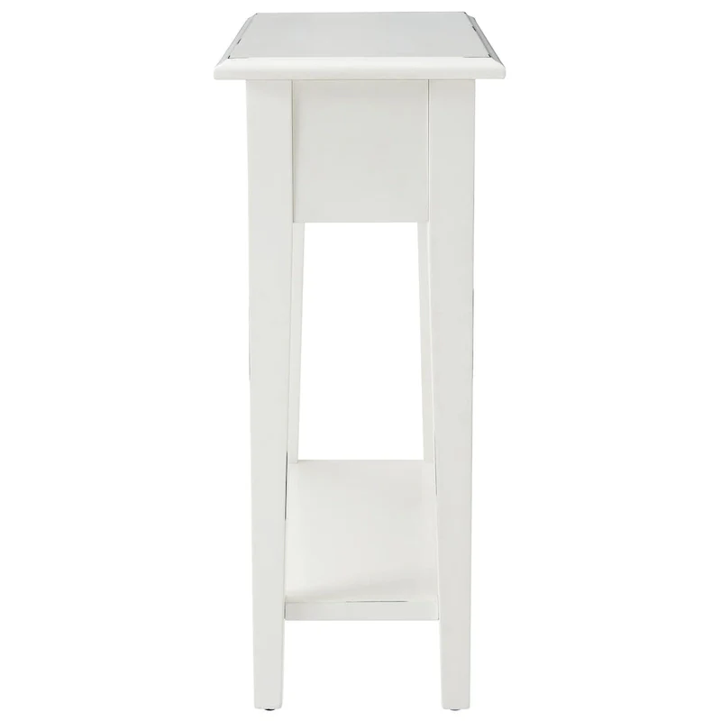 Narrow Side Table with Drawer and Shelf - Medium Oak/Black