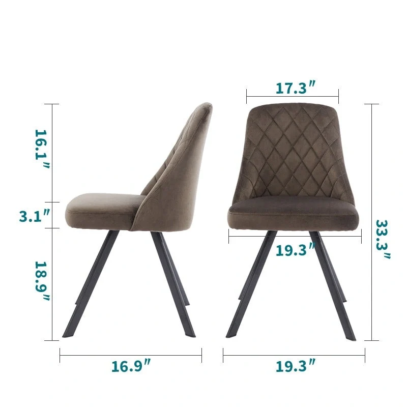 Mid-Century Modern Fabric Padded Diamond Stitch Dining Chair