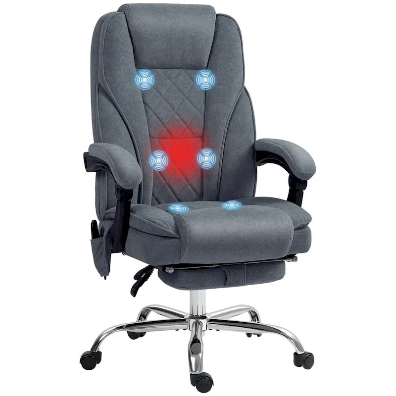 Vinsetto Massage Office Chair with 6 Vibration Points, Heated Reclining Computer Chair, Swivel Desk Chair