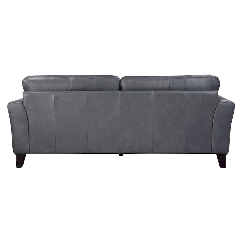 Lisa 88 Inch Sofa, Gray Top Grain and Split Leather, Brown Solid Wood