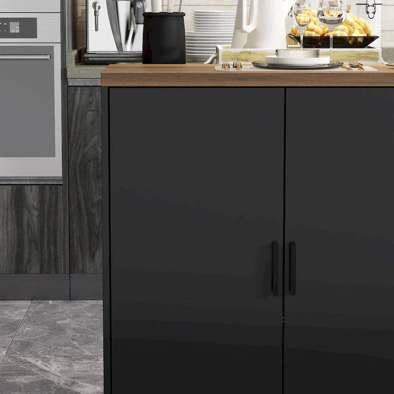 Kitchen Island with Drawers and Glass Cabinets