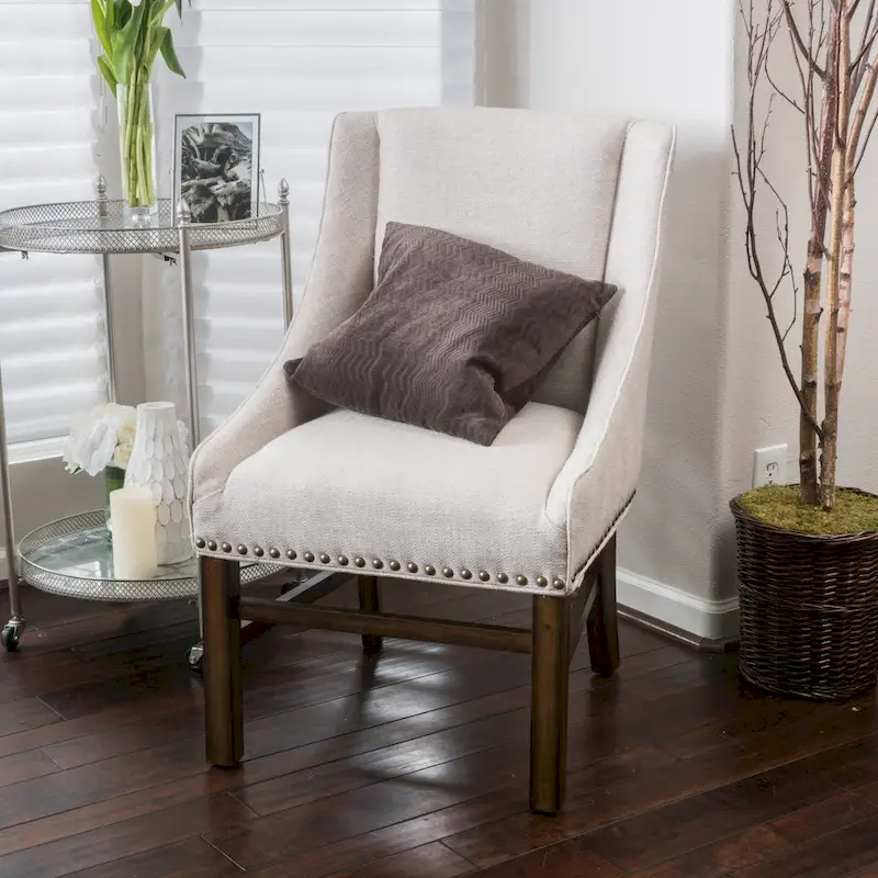 Natural+Brown Contemporary Upholstered Accent Chair, Single