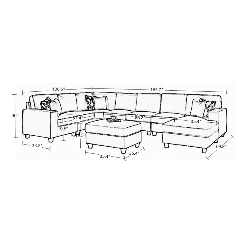 Flexible Combination Module Reversible Sectional Sofa