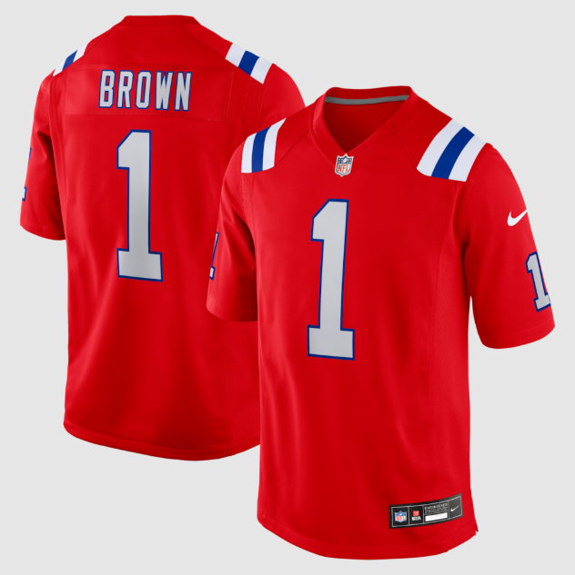New England Patriots A.J. Brown Alternate Jersey - Red