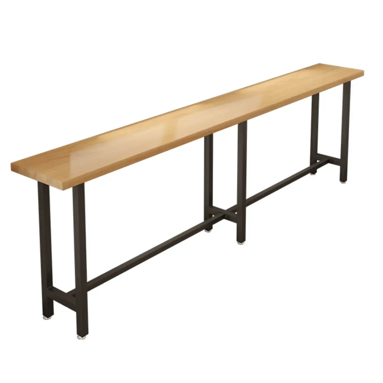 Footrest Natural Wooden Fixed Top Bar Tables
