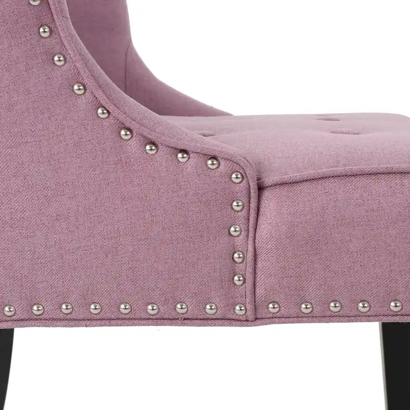 Lavender PUrple Modern 28 Accent Chair with Button Tufted Waffle Stitching and Nailheads