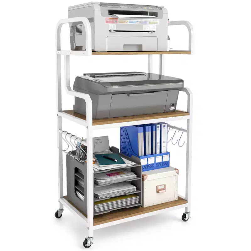 Costway 3-Tier Rolling Printer Stand Home Office Large Printer Cart w/ Storage Shelves