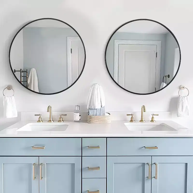 Dovelina Round Aluminum Framed Bathroom Vanity Mirror Hanging MirrorSet of 2)