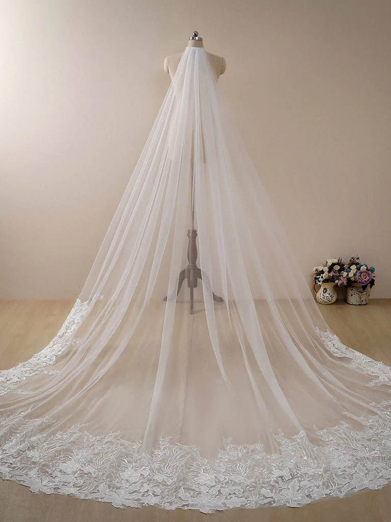 Flower Lace Cathedral Veil Bridal Veil Wedding Veil