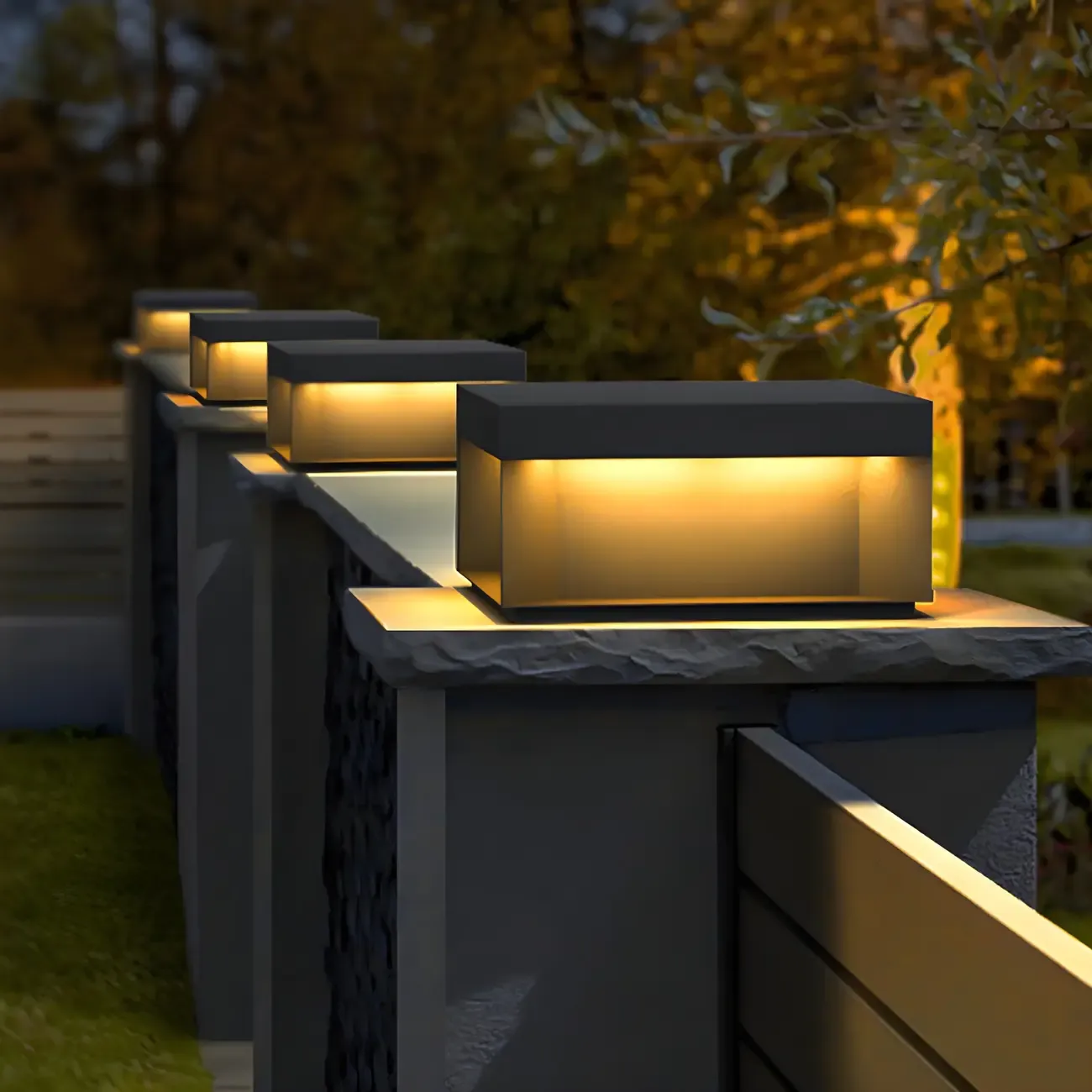 Modern LED Rectangular Outdoor Post Lights
