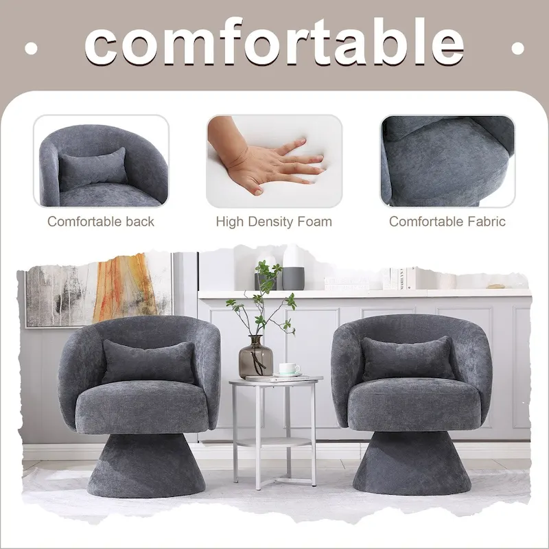 Upholstered Swivel Armchair (Set of 2)