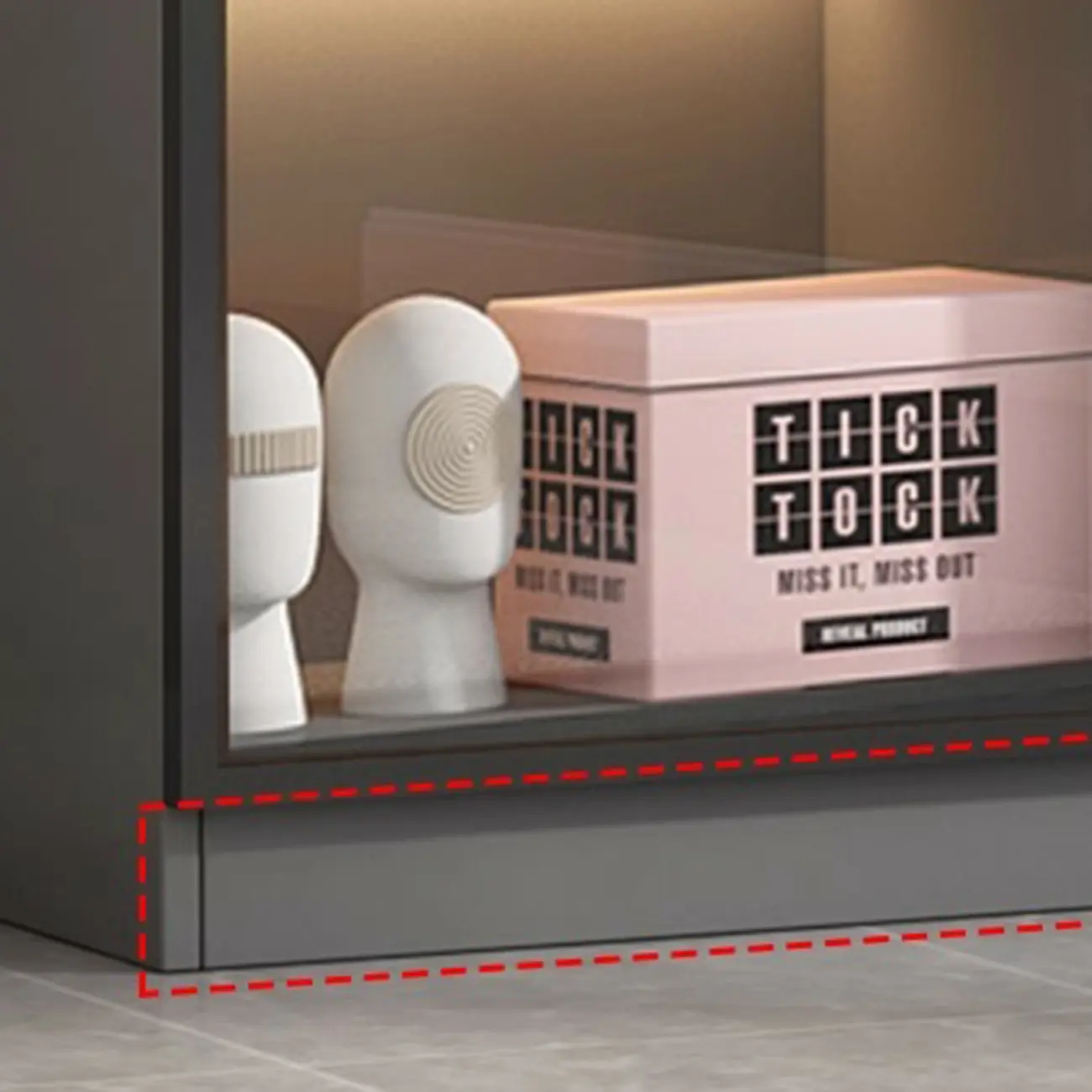 Simple Modern Gray Clear Cover Wooden Display Cabinet