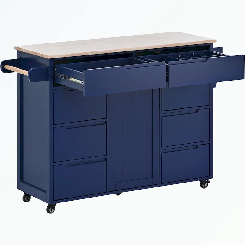 Kitchen Cart with Rubber Wood Countertop