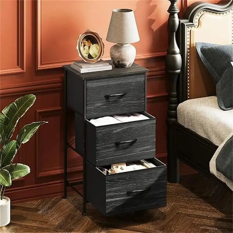 Charcoal Black / Light Grey / Dark Grey 3-Drawer Storage Chest, 1-Person Assembly