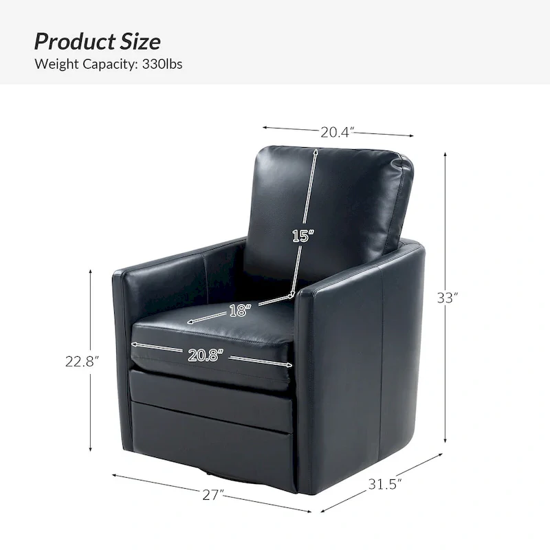 Transitional Swivel Faux Leather Barrel Chair with Metal Base