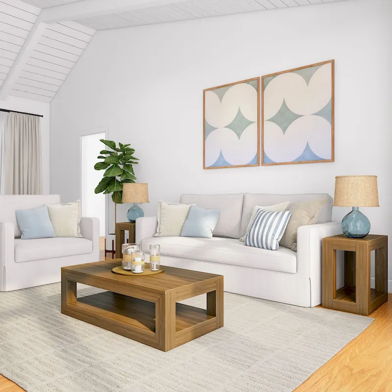 Plank and Beam Modern Rectangular Coffee Table with Shelf