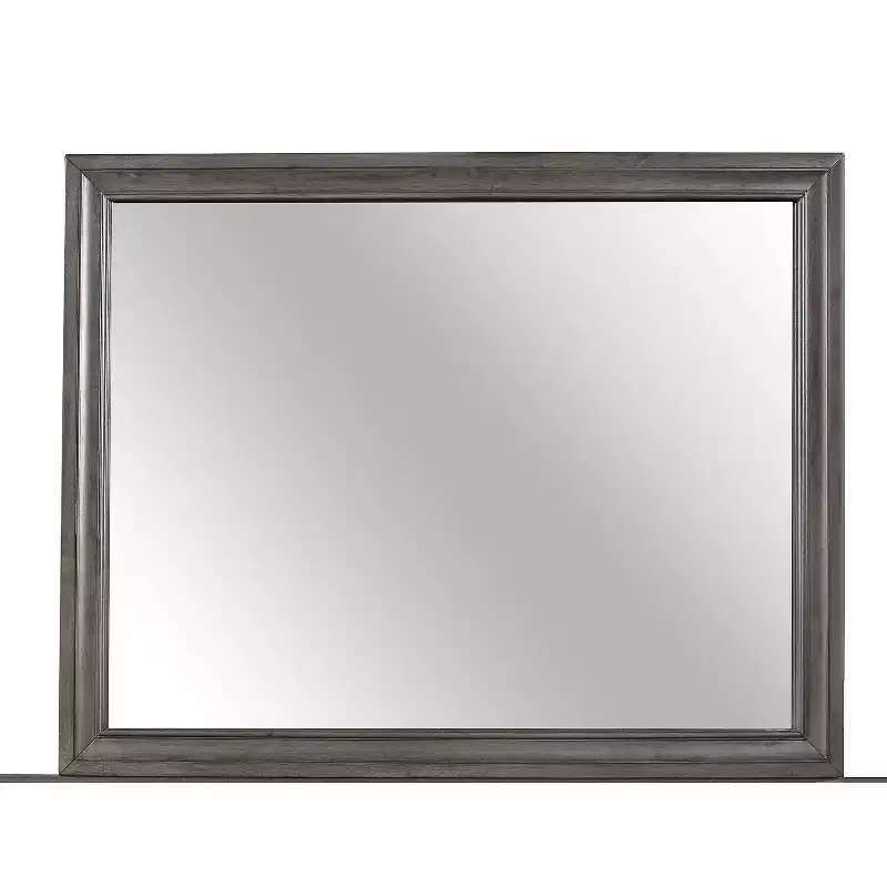 HomeStock Modern Seville Mirror in Grey Finish  Sleek Wooden Trim Mirror for Bedroom or Dressing Space