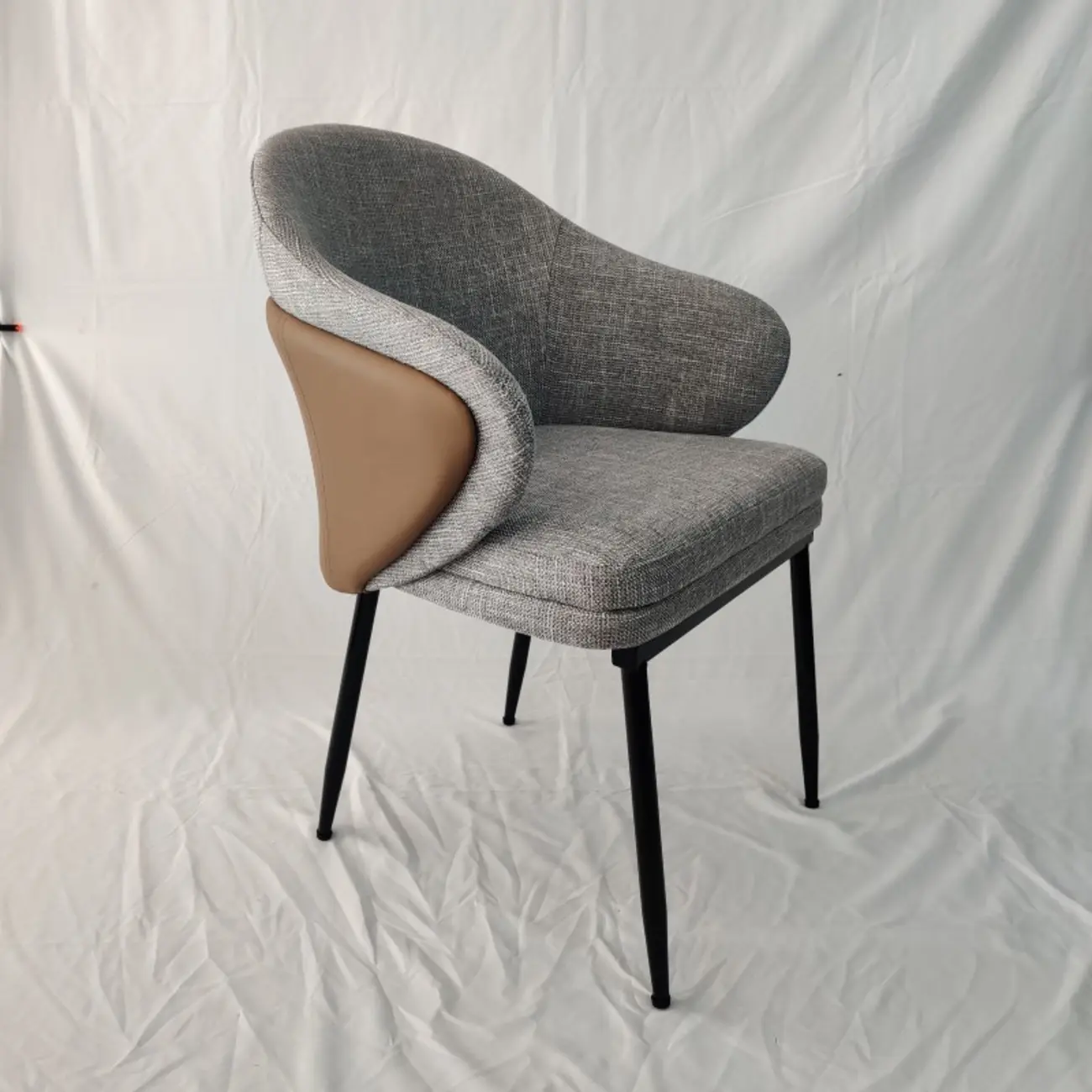 Modern Cotton Upholstered Leather Fabric Dining Room Chair