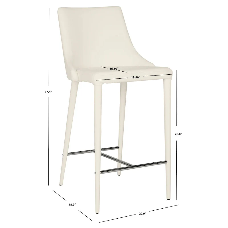 SAFAVIEH Soledad 26-inch White Counter Stool (Set of 2) - 22.9 x 18.9 x 37.4 - 23Wx19Dx37H