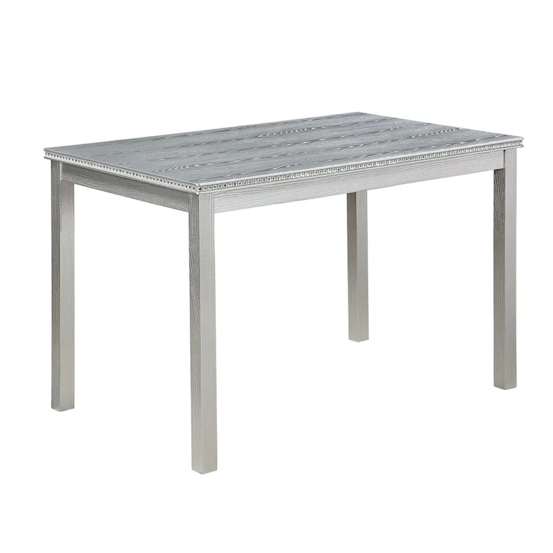 Wooden Dining Table with Rectangular Top and 4 Upholstered Chairs