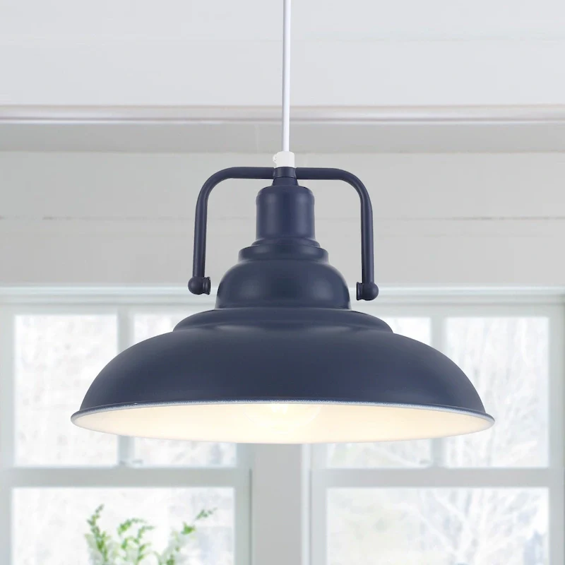 60-Watt 1-Light Pendant Light with Dome Shade for Kitchen Island, Classic Semi Flush Mount Chandelier for Dining Room