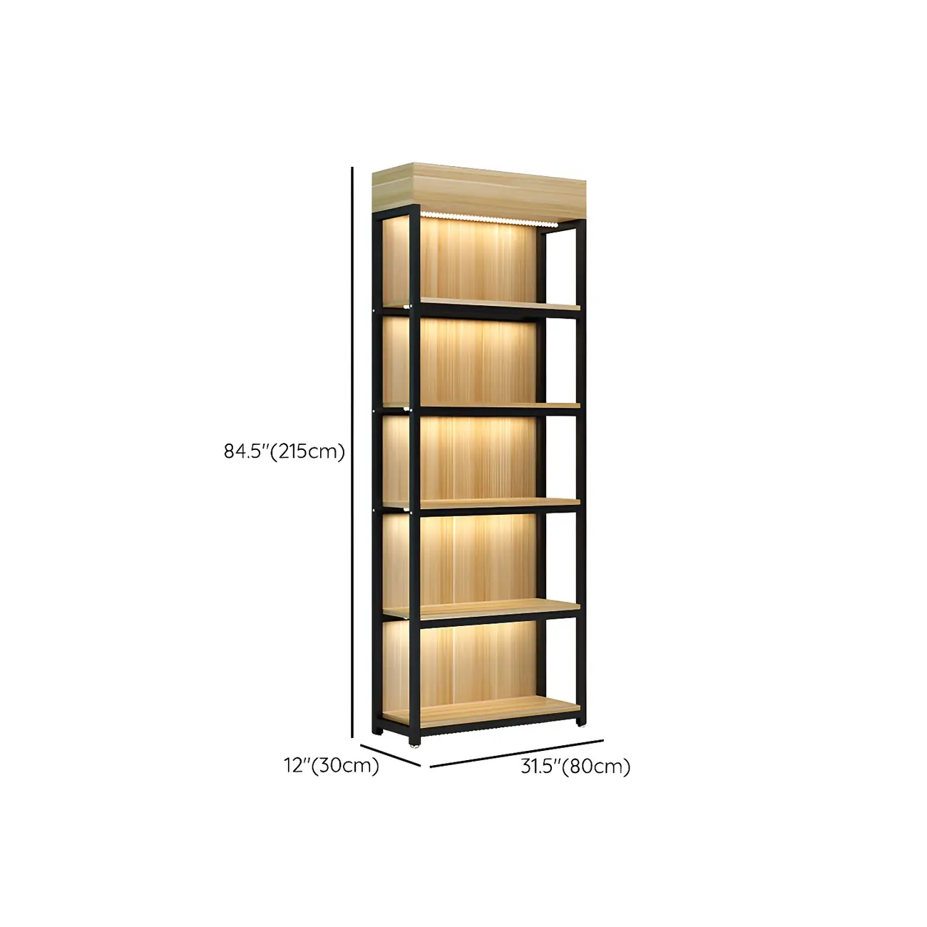Modern Wood Open Multi-Shelf Large Display Cabinet