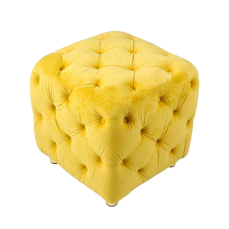 Modern Velvet Upholstered Square Tufted Ottoman by GDFStudio