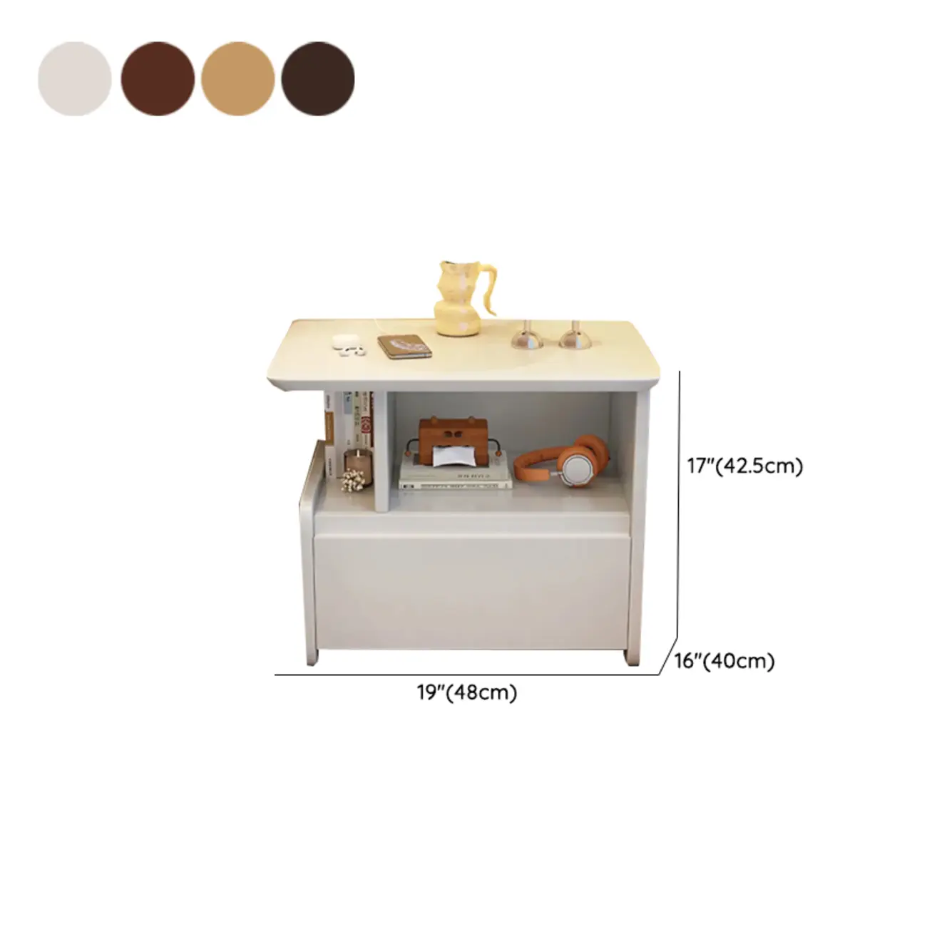 Classic Wooden Nut-Brown Nightstand with Drawer & Shelf