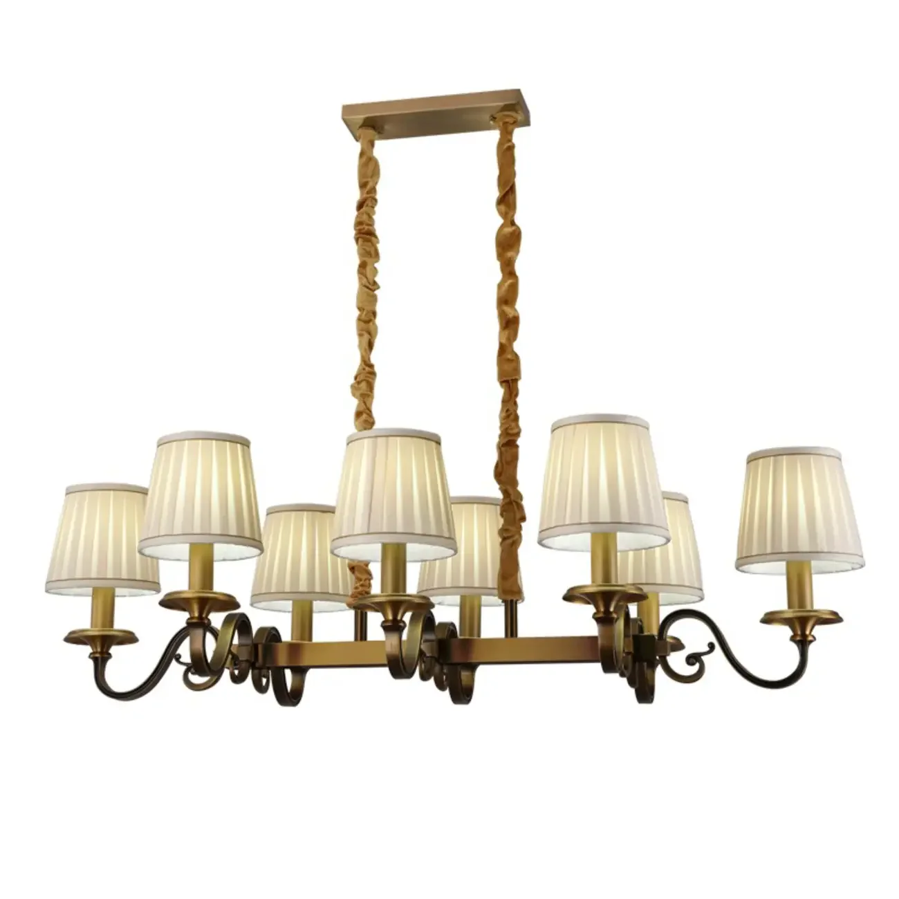 Adjustable Modern Gold Fabric Shade Island Pendant Light