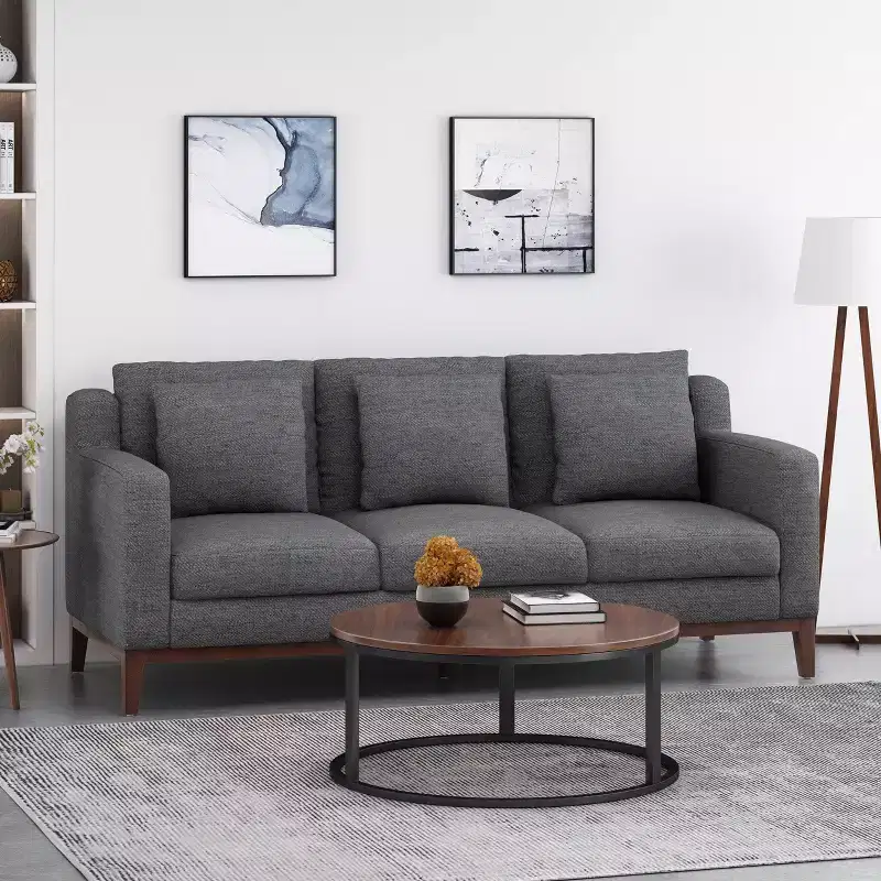 Elliston Contemporary Fabric 3 Seater Sofa with Accent Pillows - Christopher Knight Home