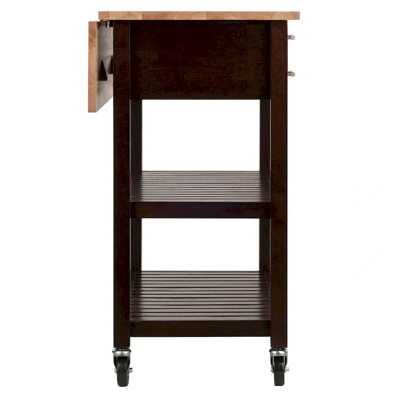 Langdon Kitchen Cart, Drop Leaf, Cappuccino and Natural - 36.57 x 26.42 x 34.45 inches
