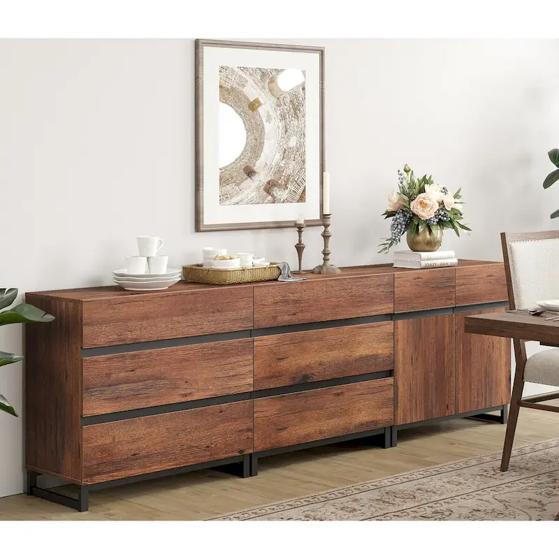 Brown Modern Storage Cabinet with Metal Base