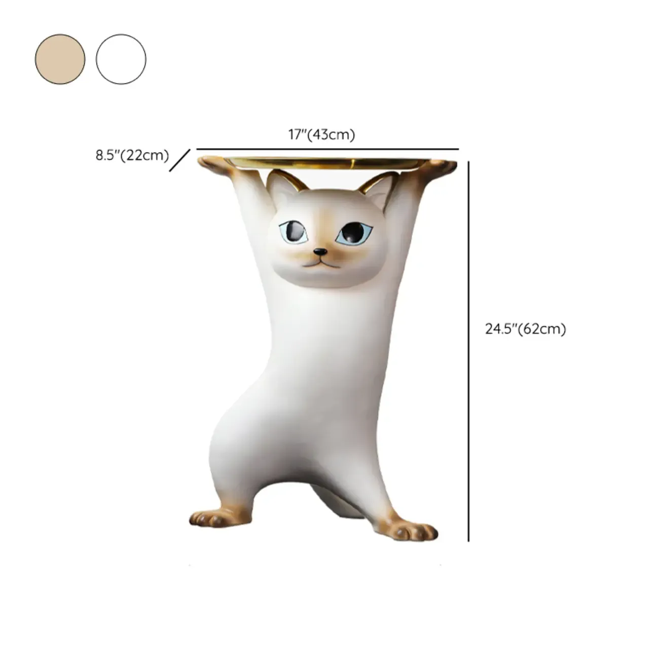 Modern Cute Cat-Shaped Golden Round Top Side Table