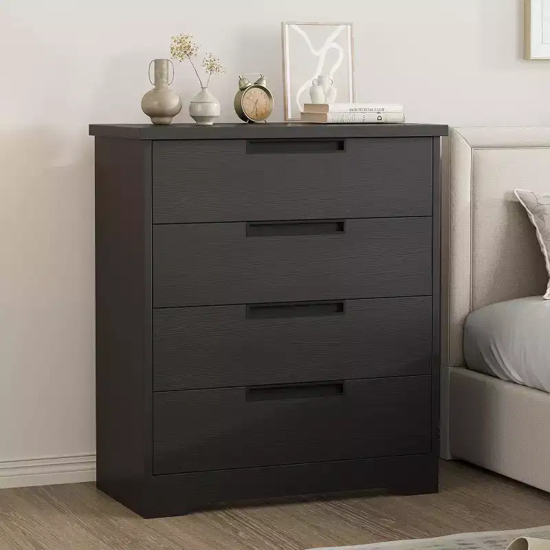 Dresser for Bedroom with 4 Drawers Wooden Chest of Drawers for Closet Dresser Storage Unit Organizer for Hallway Living Room and Office