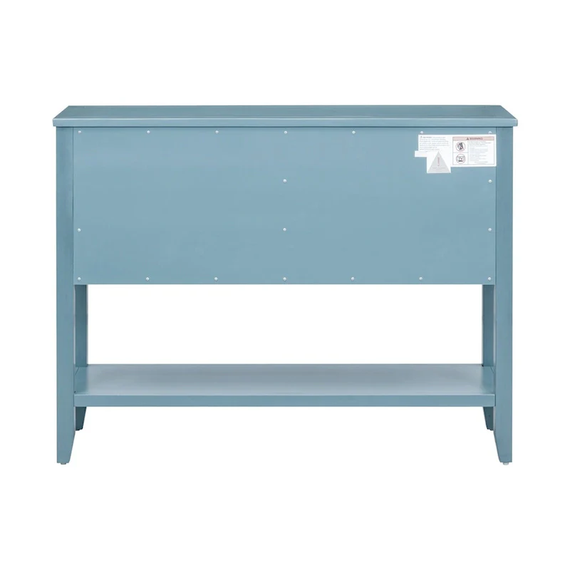 Dark Blue 4-Drawer Sideboard Cabinet with Storage Shelf