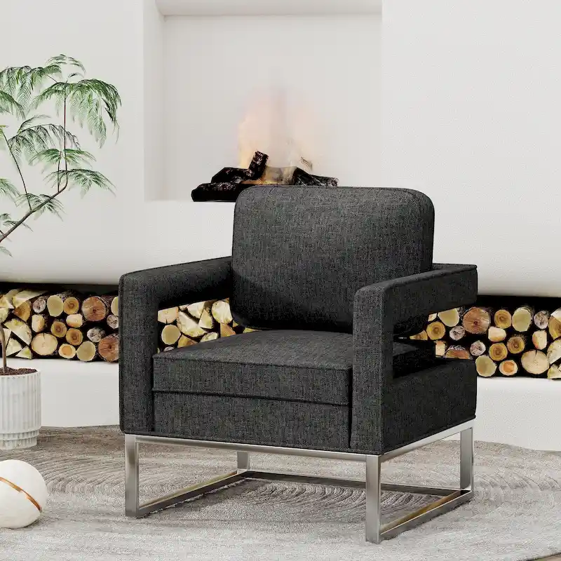 Modern Arm Accent Chair, Mid Century Living Room Chair Upholstered Lounge Chair