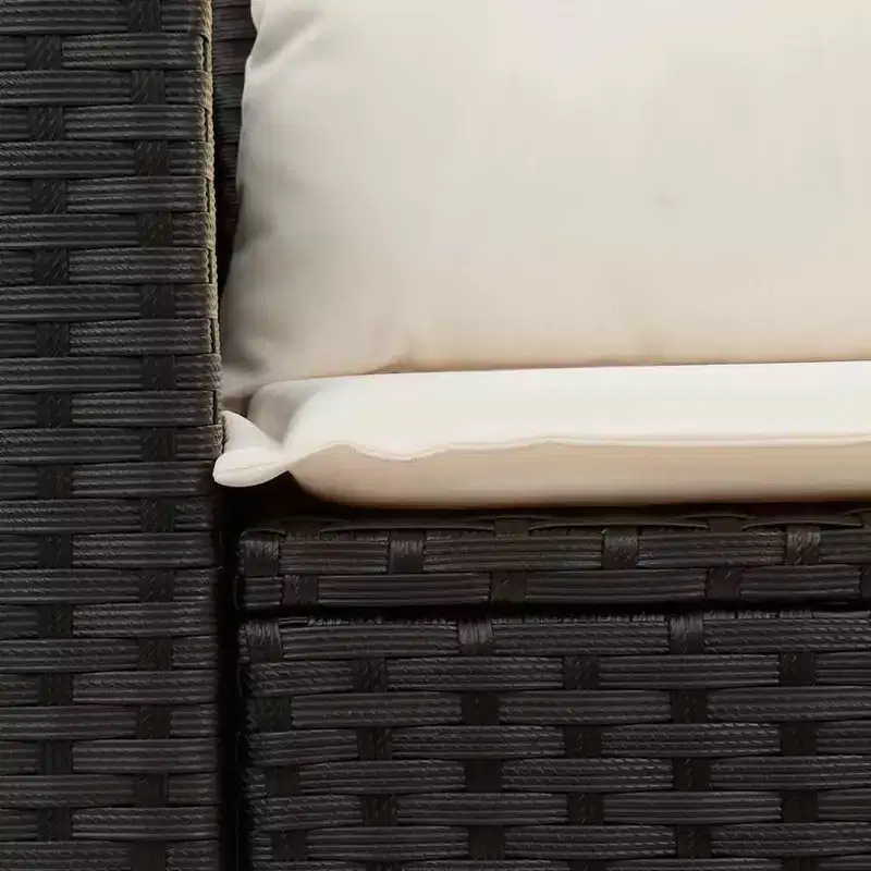 vidaXL Garden Sofa Black and Cream Poly Rattan and Powder-Coated Steel