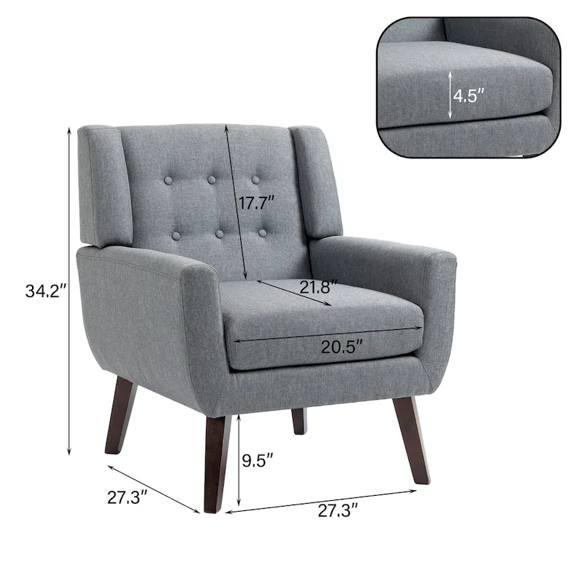 Modern Curved 63 Button Tufted Upholstered Loveseat with 2 Accent Chairs