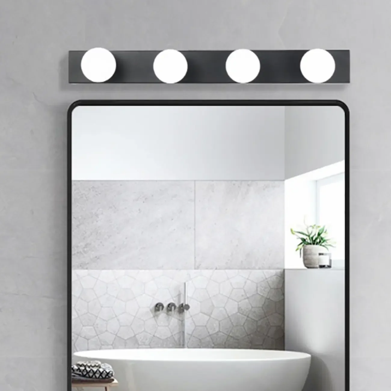 Modern Metal Straight Globe Vanity Light in Black for Bathroom