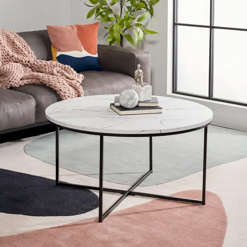 SAFAVIEH Alverda Marble Coffee Table - 35  W x 35  D x 19  H - 35Wx35Dx19H