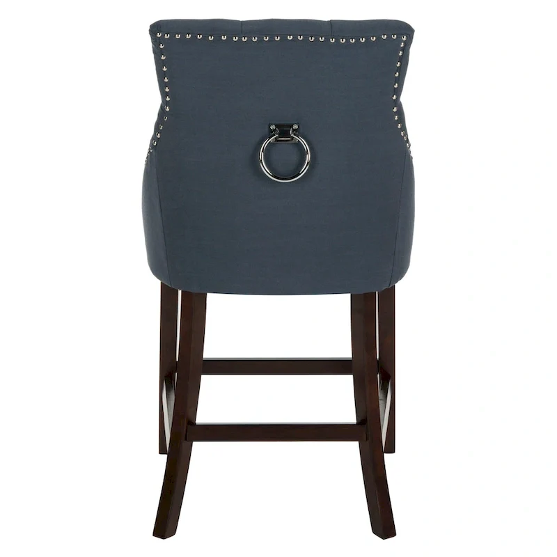 SAFAVIEH Dottie 26-inch Tufted Wing Back Counter Stool - Grey / Espresso (Set of 2) - 22.5  x 25  x 41  - 22.5  x 25  x 41