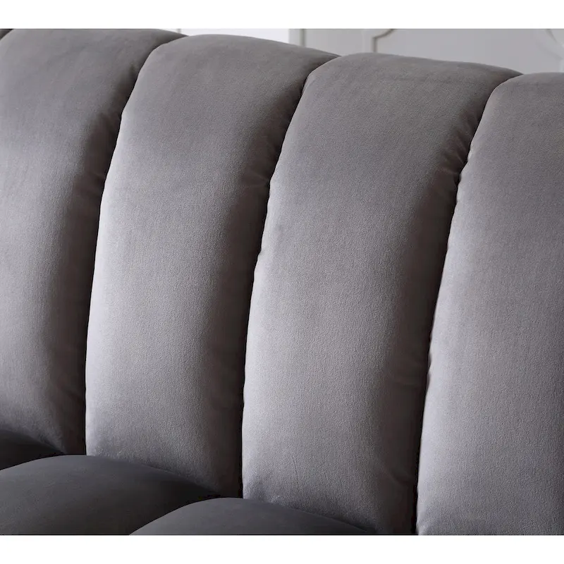 Fabric Upholstered Channel Back Living Room Convertible Sofabed