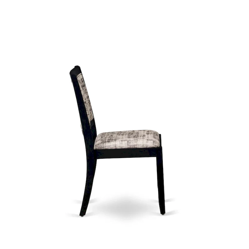 East West Furniture dining room set - a kitchen table & Stackable dining chairs - Wire-brushed Black (Pieces & Seat Options)